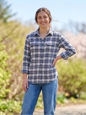 Cotton Silk Plaid Button Down Flannel Size Small American Eagle Premium